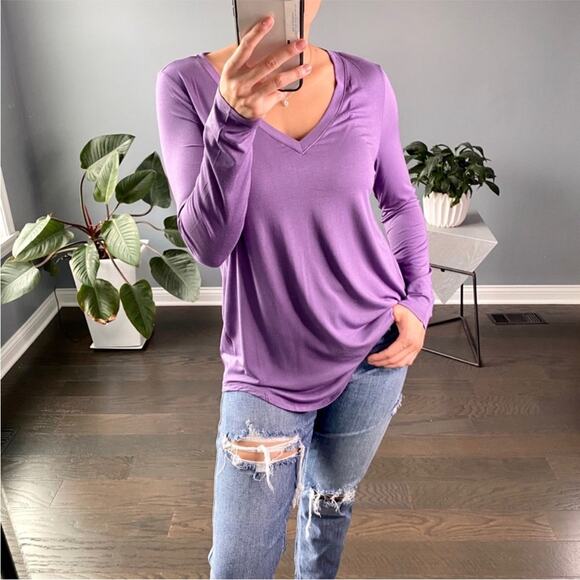 Zenana Long Sleeve Purple Relaxed Blouse Size XL - Picture 1 of 6